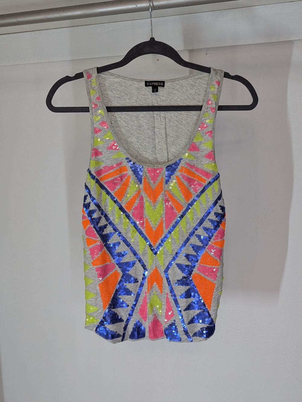Express Neon Sequin Tank Top - Multicolor